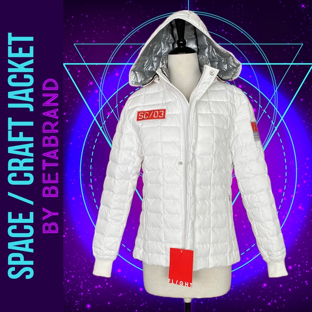 Betabrand’s Limited Edition Space / Craft Women’s White Puffer Jacket - S - NWOT